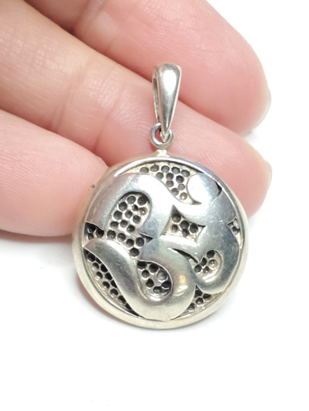 Vtg. Sterling Silver OM Pendant UNISEX